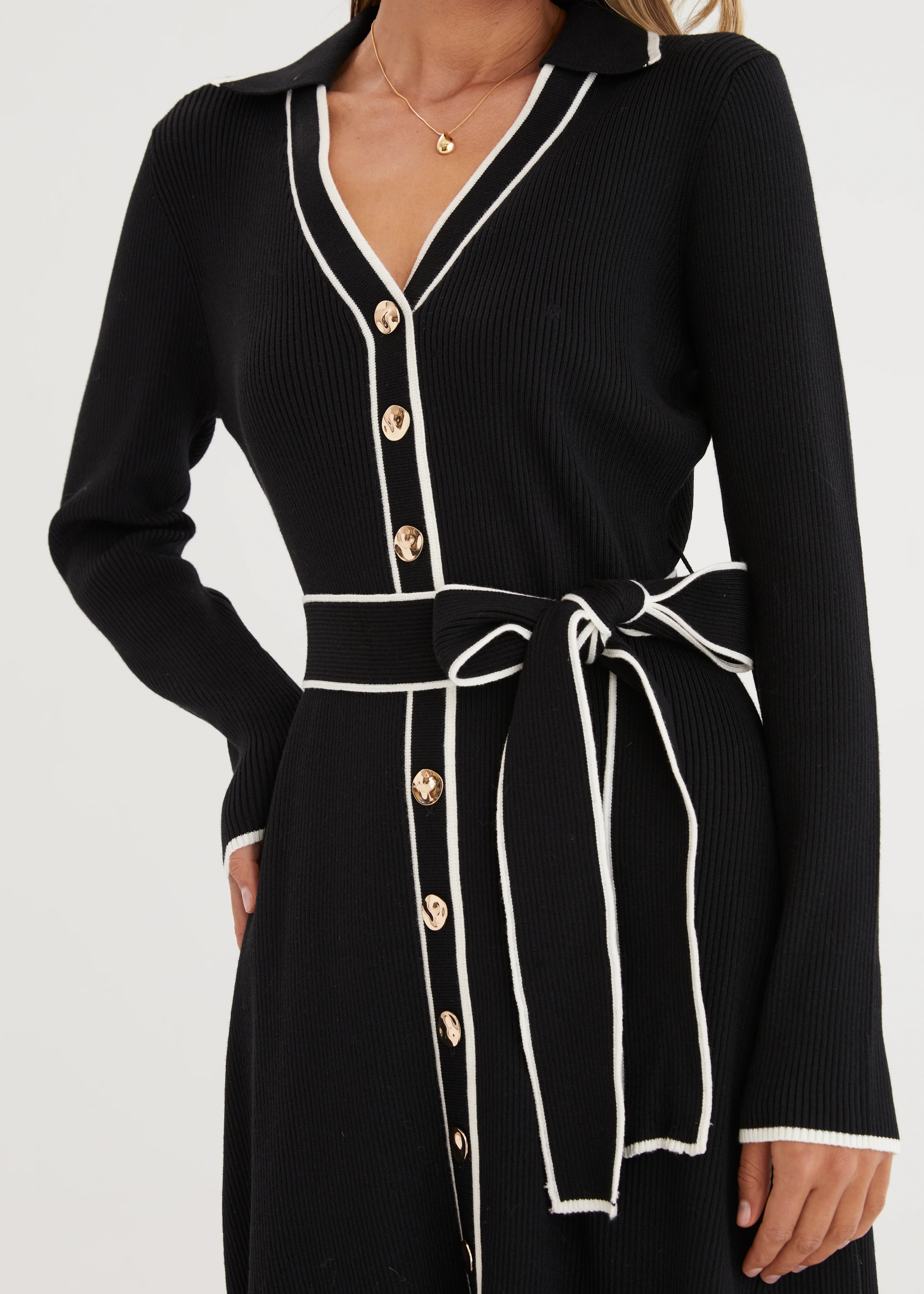 Stephanie Knit Midi Dress - Black