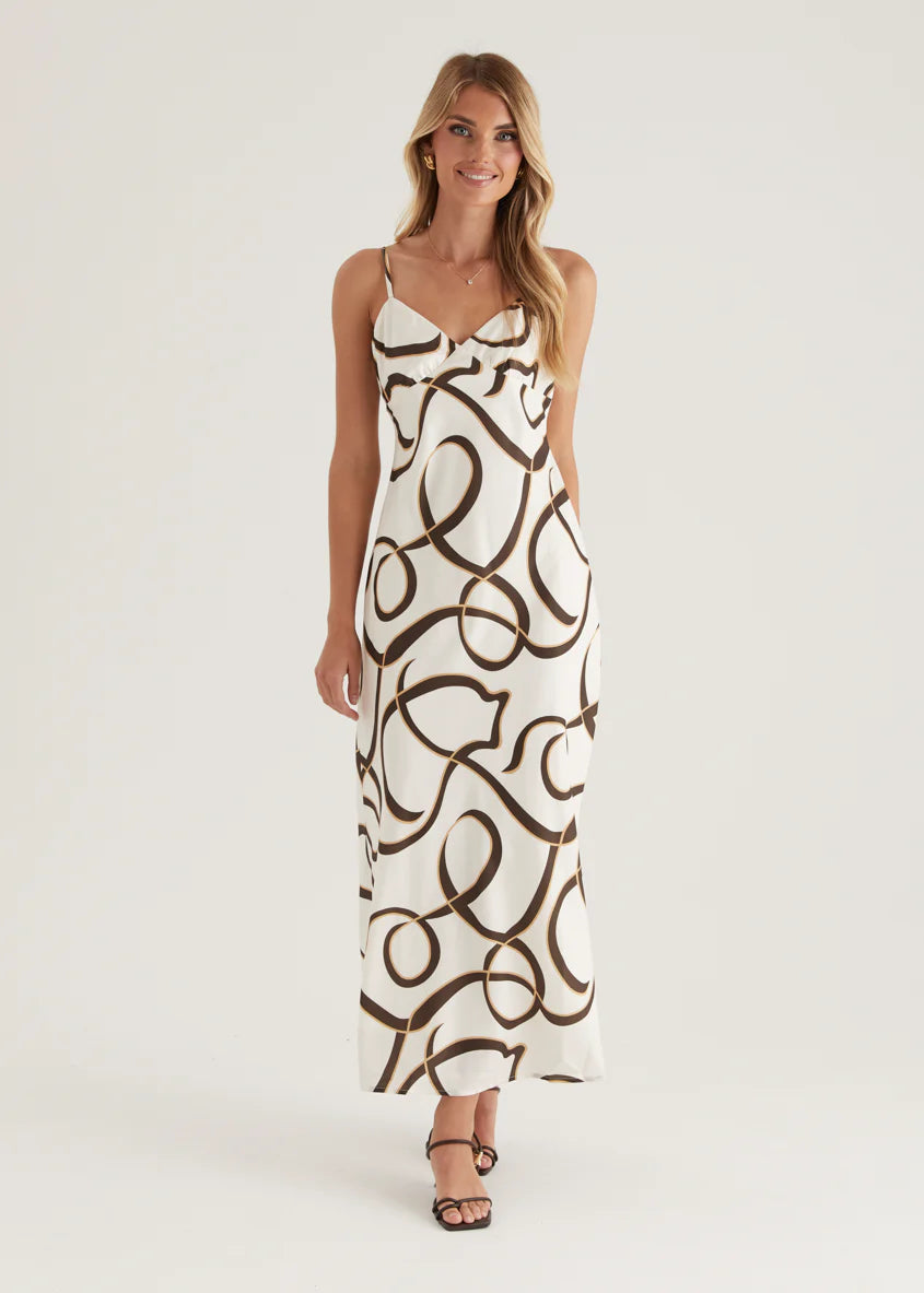 Carla Maxi Dress - Brown Swirl
