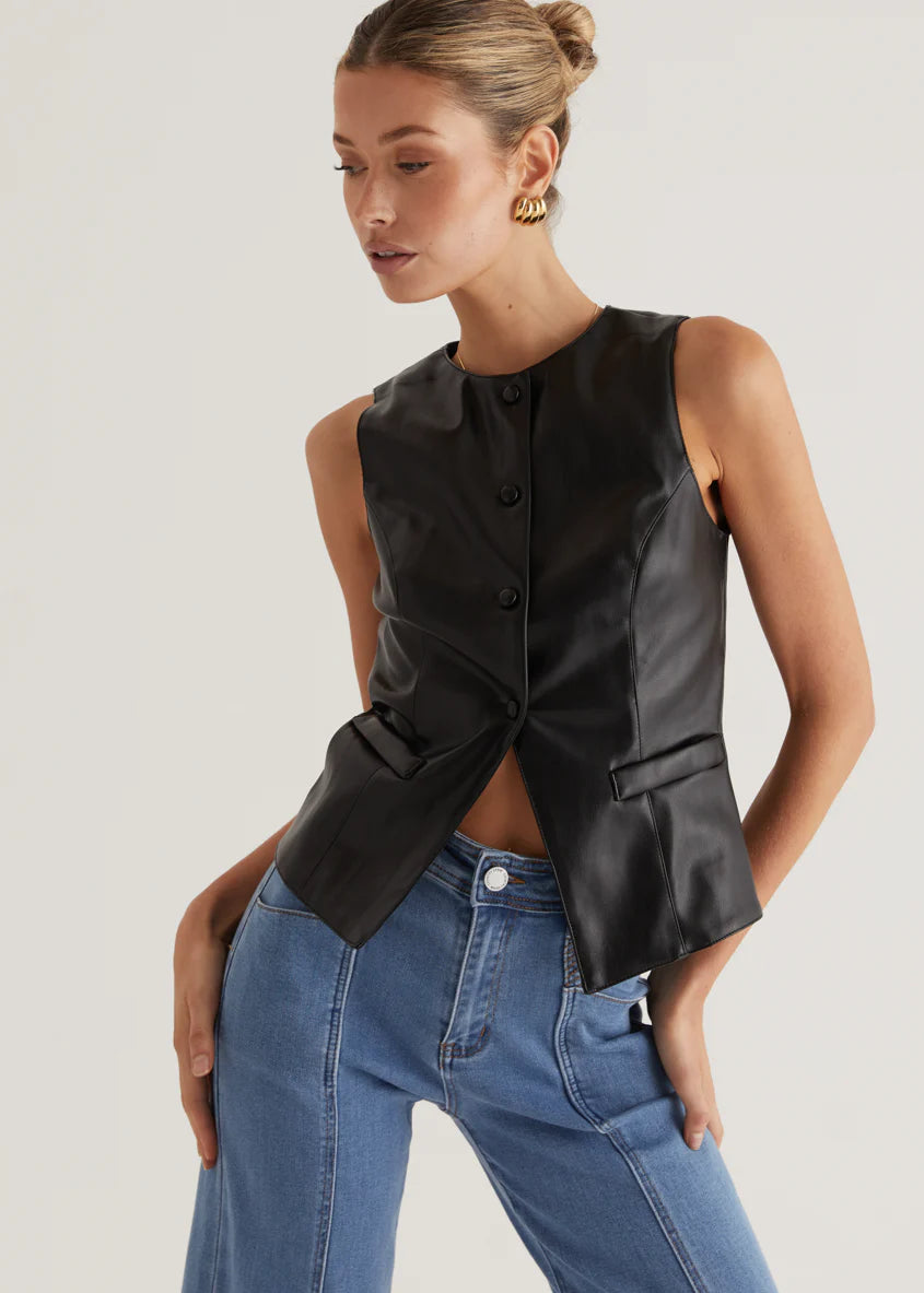 Kensington PU Vest - Black