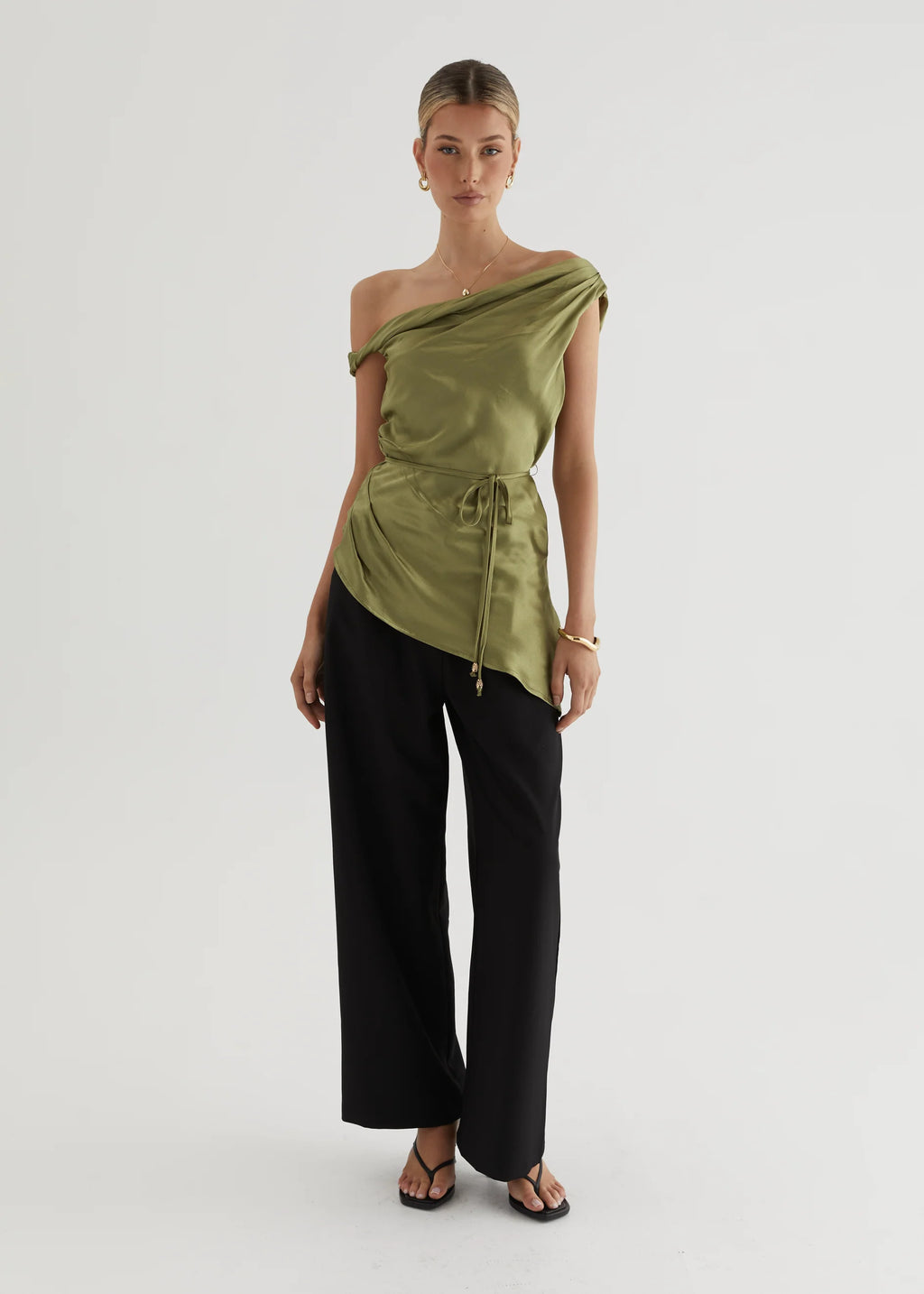 Sasha One Shoulder Top - Olive
