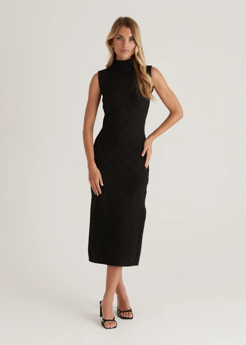 Milahn Knit Midi Dress - Black