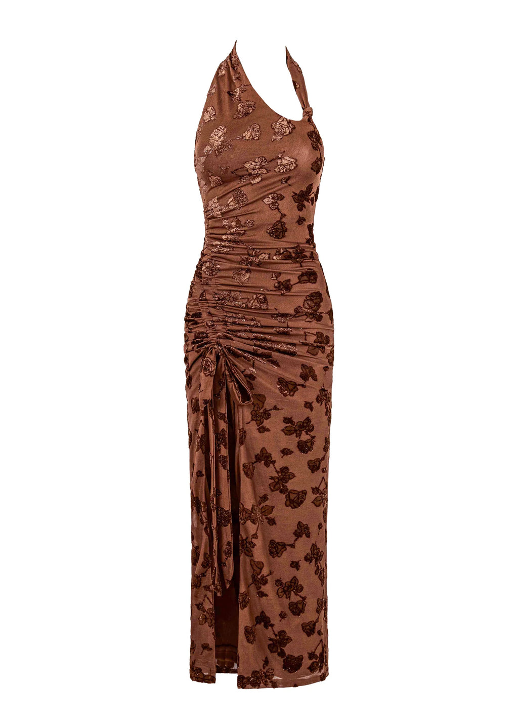 Huntress Halter Midi Dress - Brown