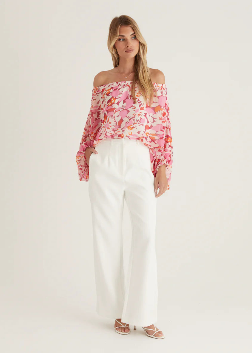 Bexley Off Shoulder Top - Rio Pink