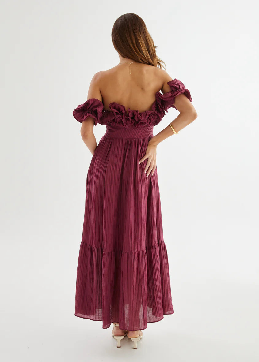 Marlow Off Shoulder Maxi Dress - Mulberry