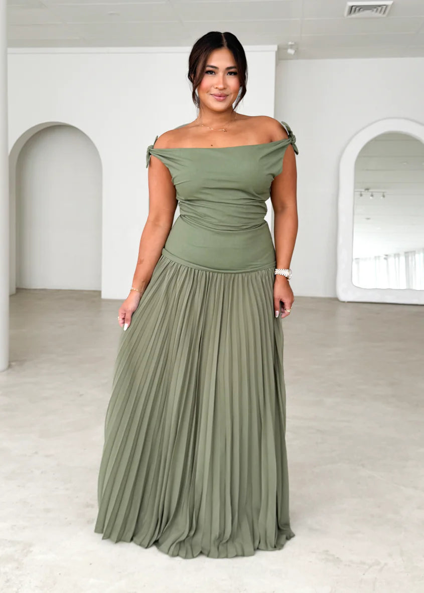 Keyla One Shoulder Maxi Dress - Khaki