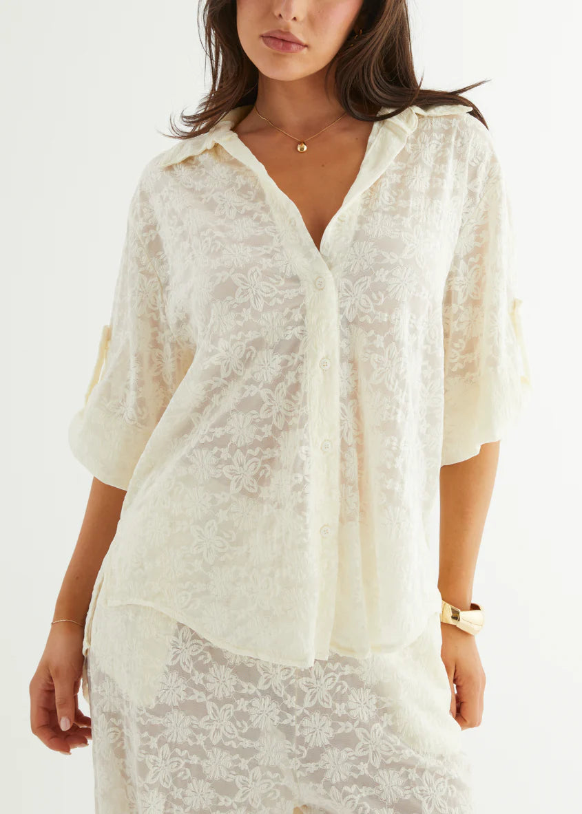Natassia Lace Shirt - Off White