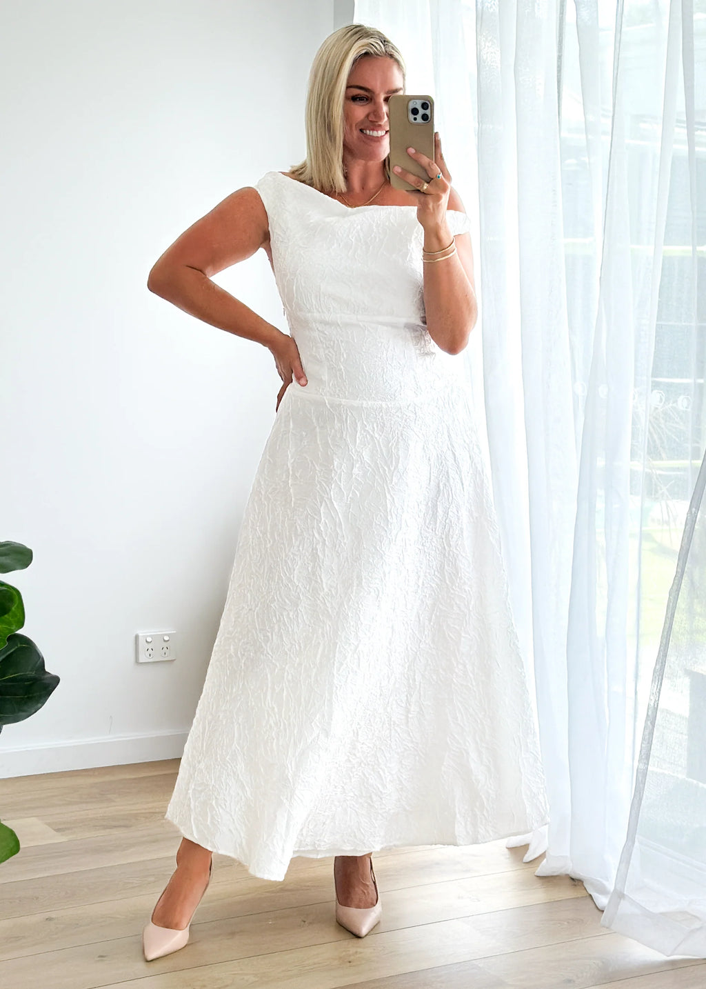 Vida One Shoulder Maxi Dress - Off White