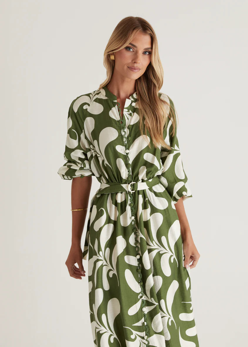 Shylah Midi Dress - Forest Swirl