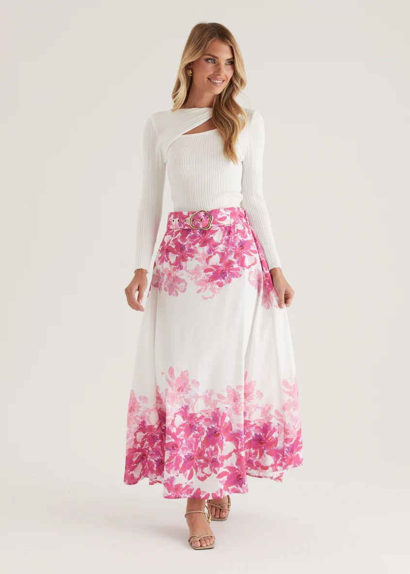 Averie Maxi Skirt - Pink Floral