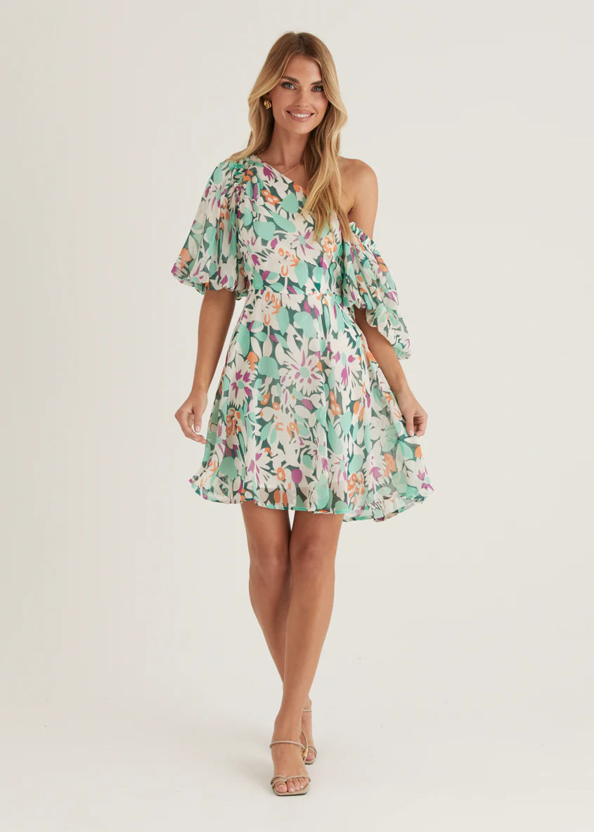 Cavo Off Shoulder Dress - Rio Green