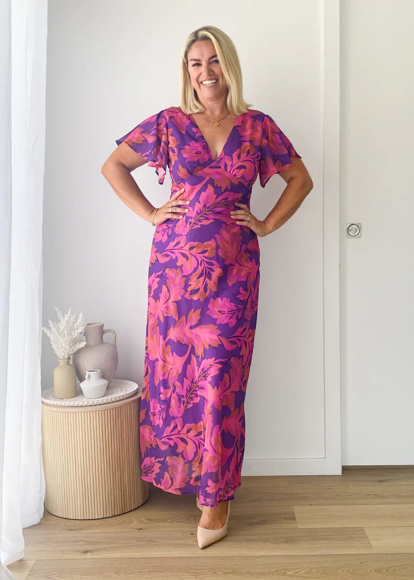 Cabana Maxi Dress - Magenta Floral