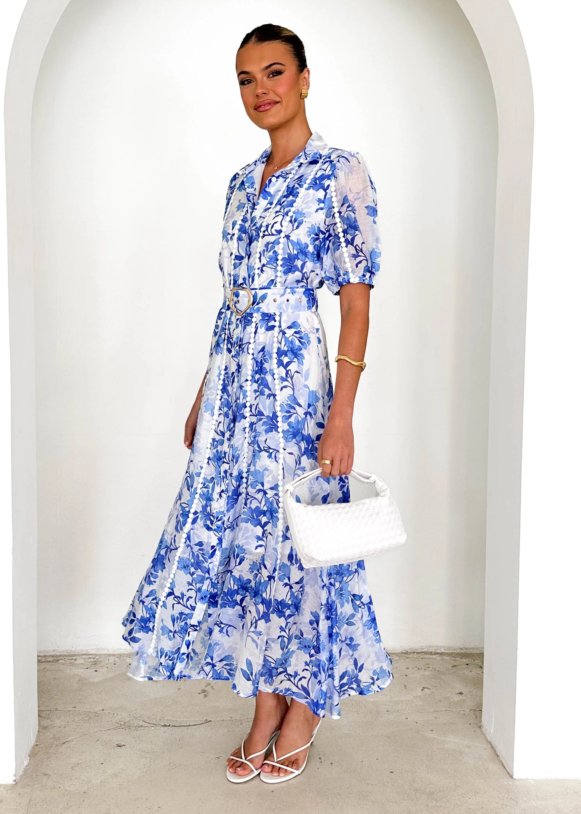 Mannia Maxi Dress - Blue Floral
