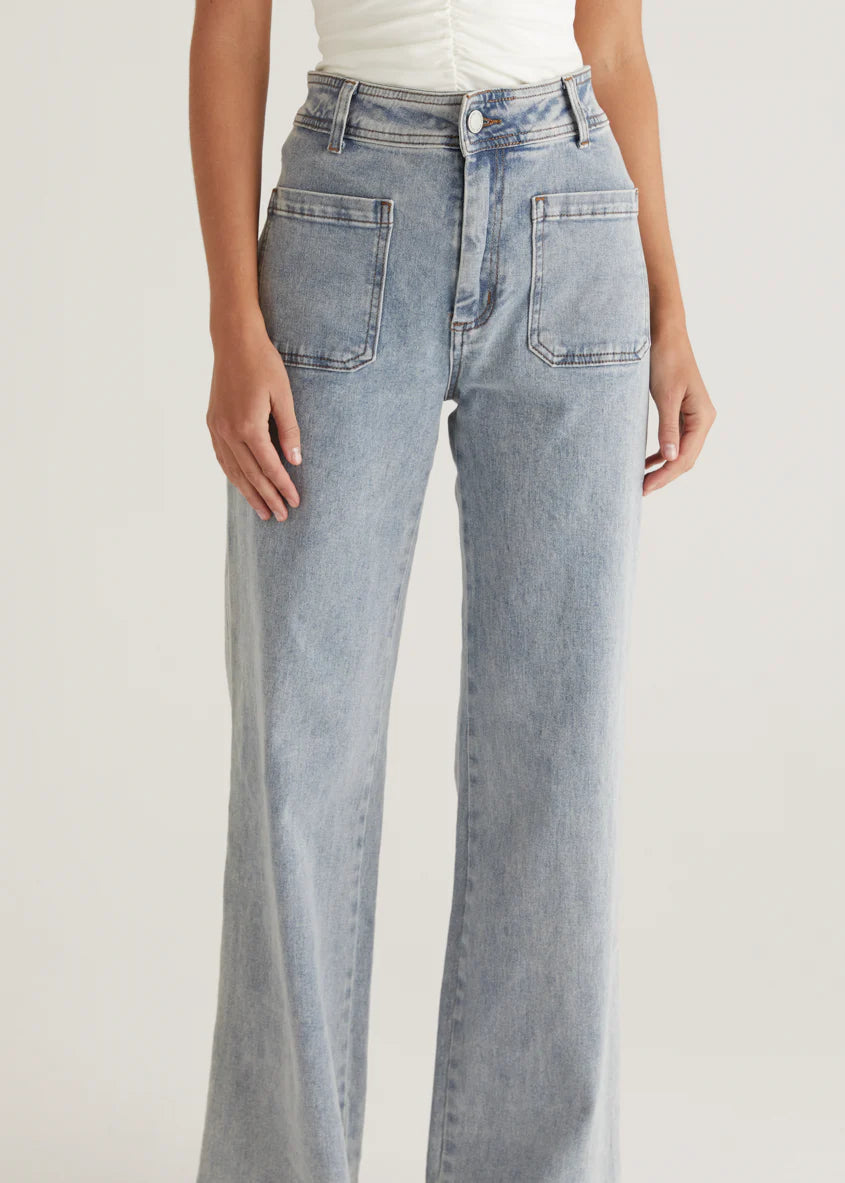 Zekroe Wide Leg Jeans - Light Blue