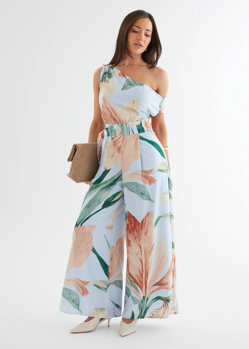 Ara Drop Shoulder Pantsuit - Blue Oasis