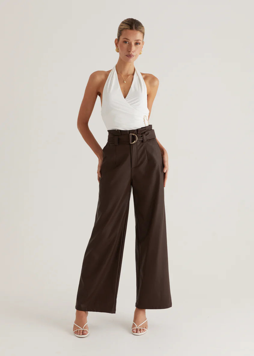 Mariah PU Pants - Espresso