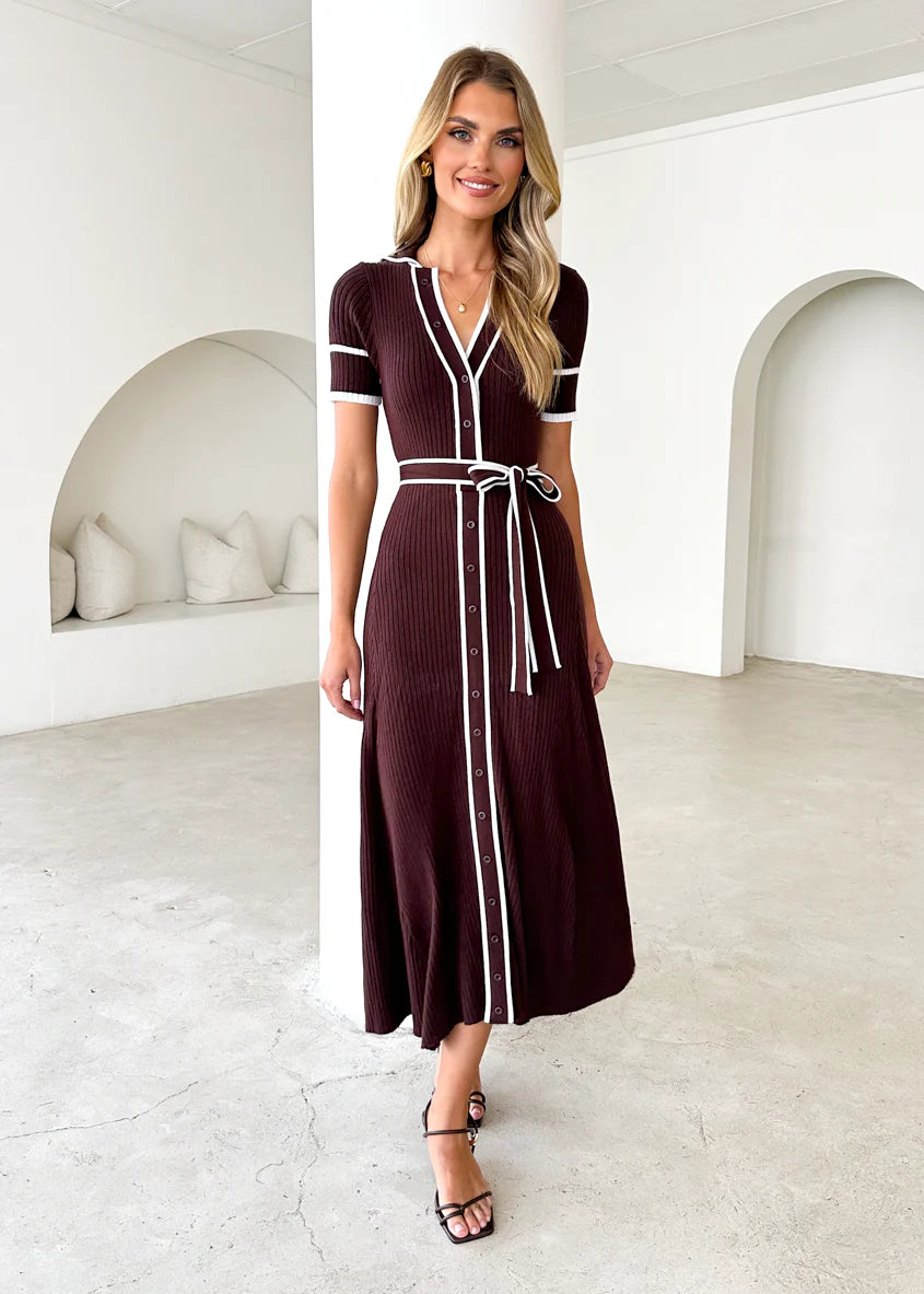 Jules Knit Midi Dress - Espresso