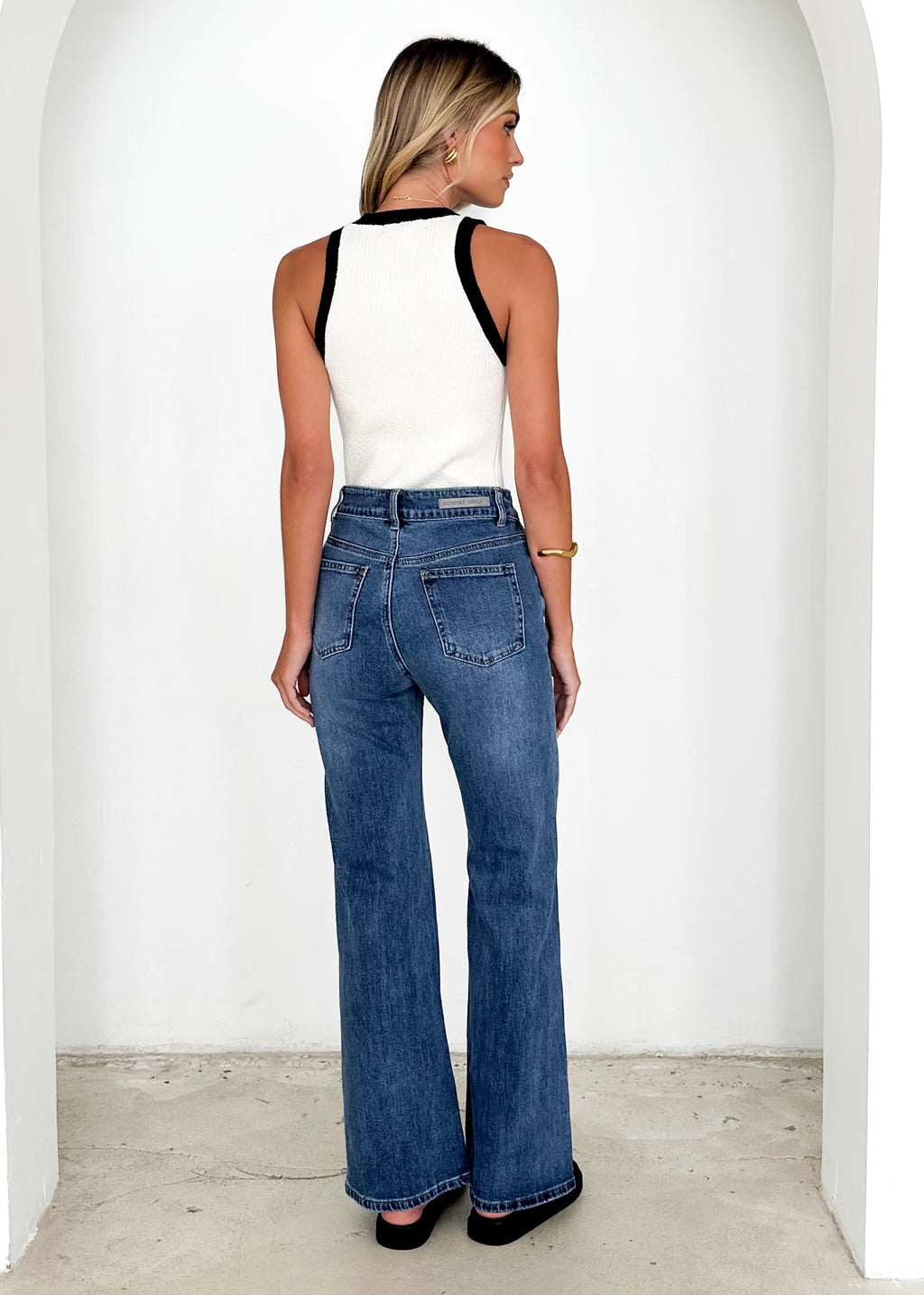 Georgie Stretch Flare  Jeans - Mid Blue