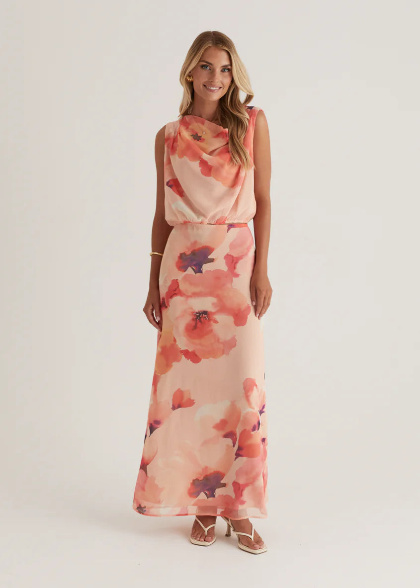 Lilyfield Maxi Skirt - Peach Floral