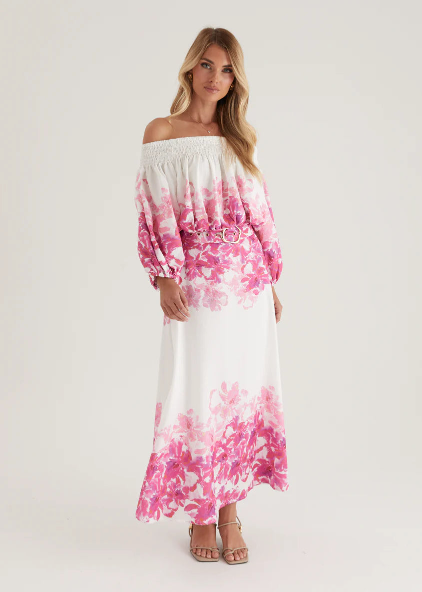 Averie Off Shoulder Top - Pink Floral