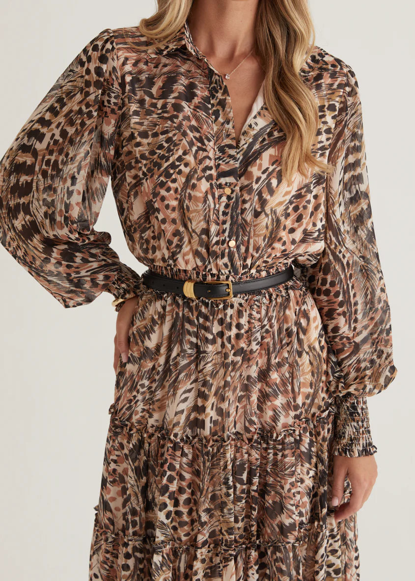 Brigette Maxi Dress - Peach Feather