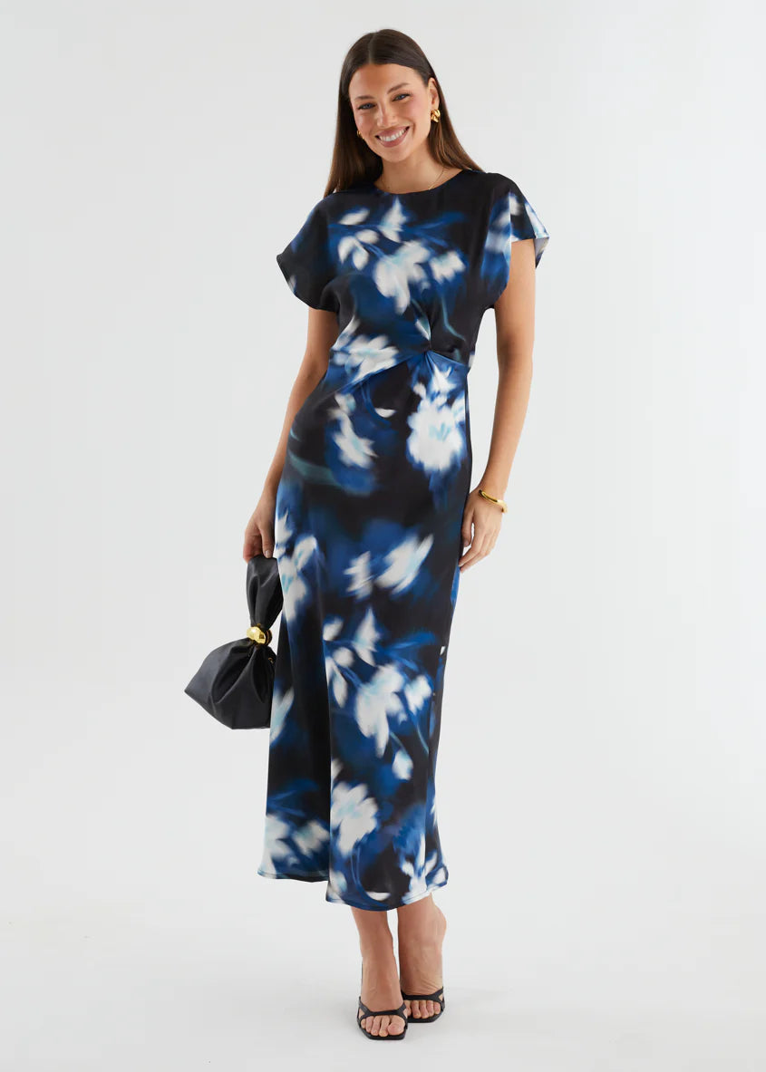 Odesza Maxi Dress - Navy Abstract