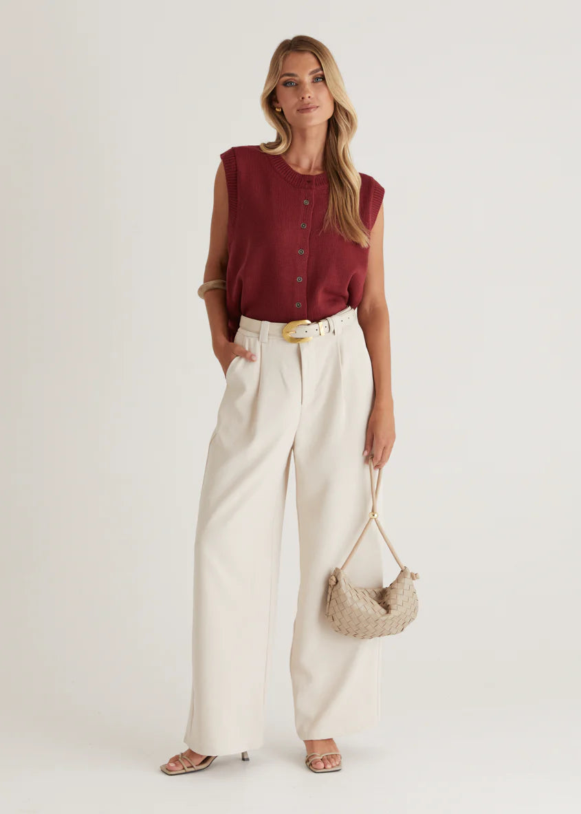 Amante Knitted Vest - Wine