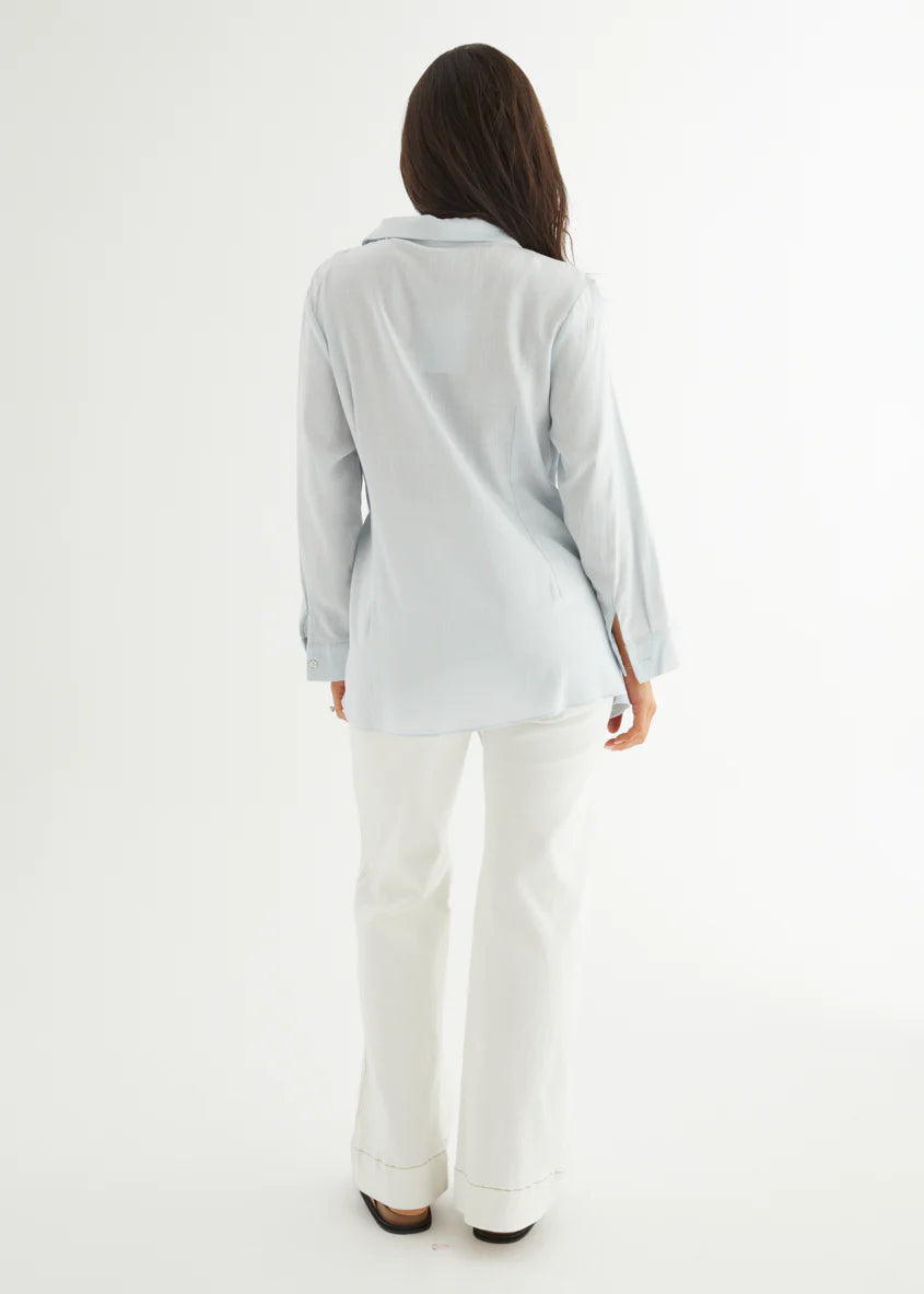Harper Wrap Shirt - Ice Blue