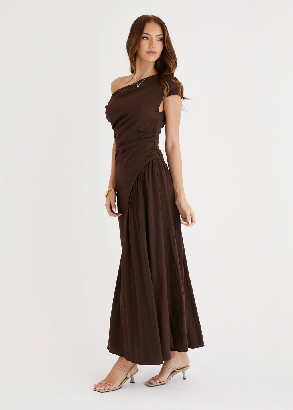 Tropicali Drop Shoulder Maxi Dress - Chocolate