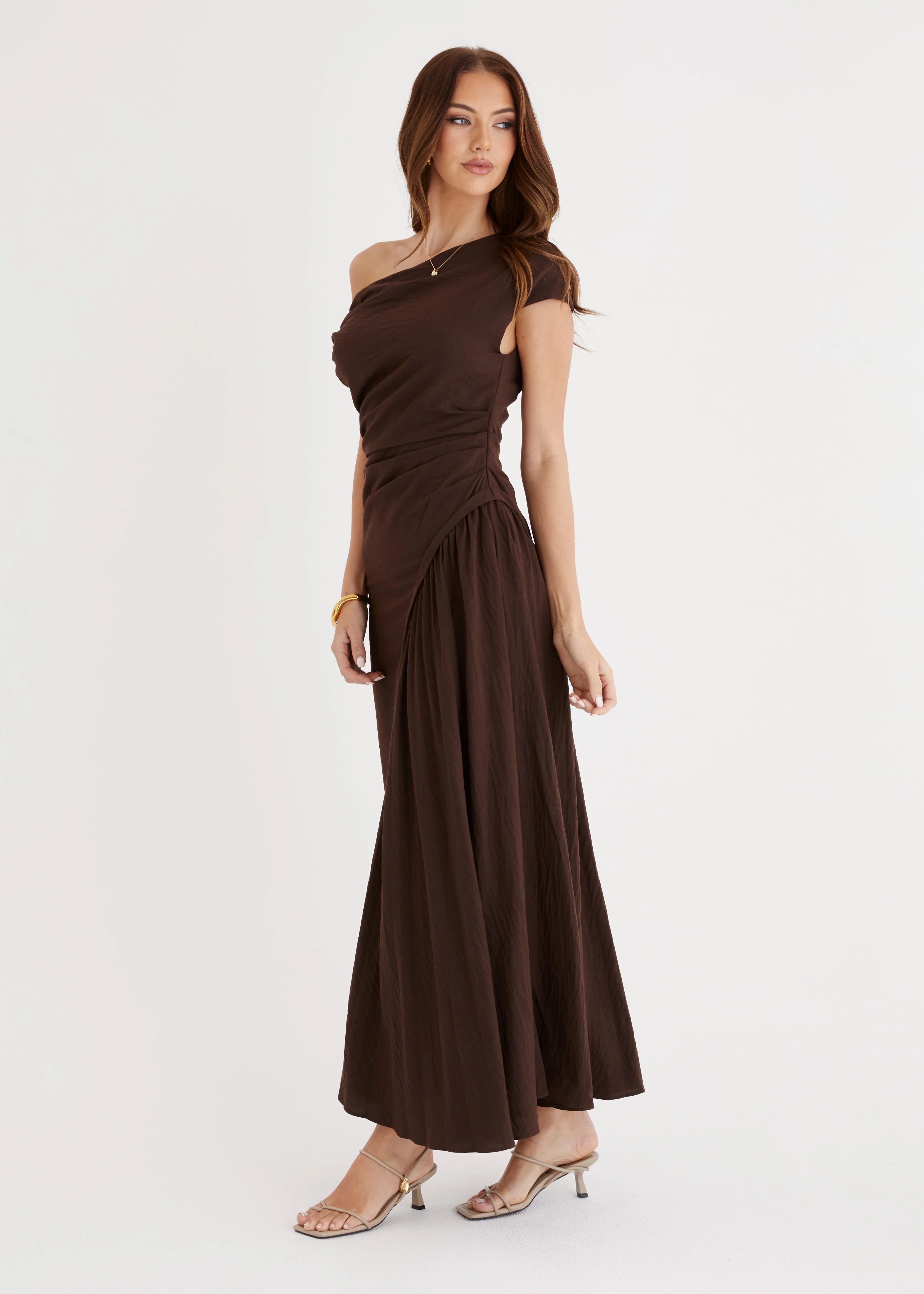 Tropicali Drop Shoulder Maxi Dress - Chocolate