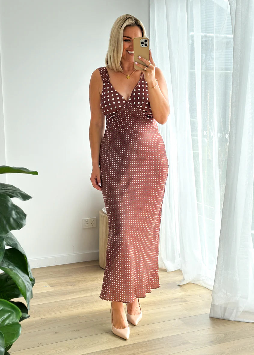 Taleena Maxi Dress - Chocolate Spot