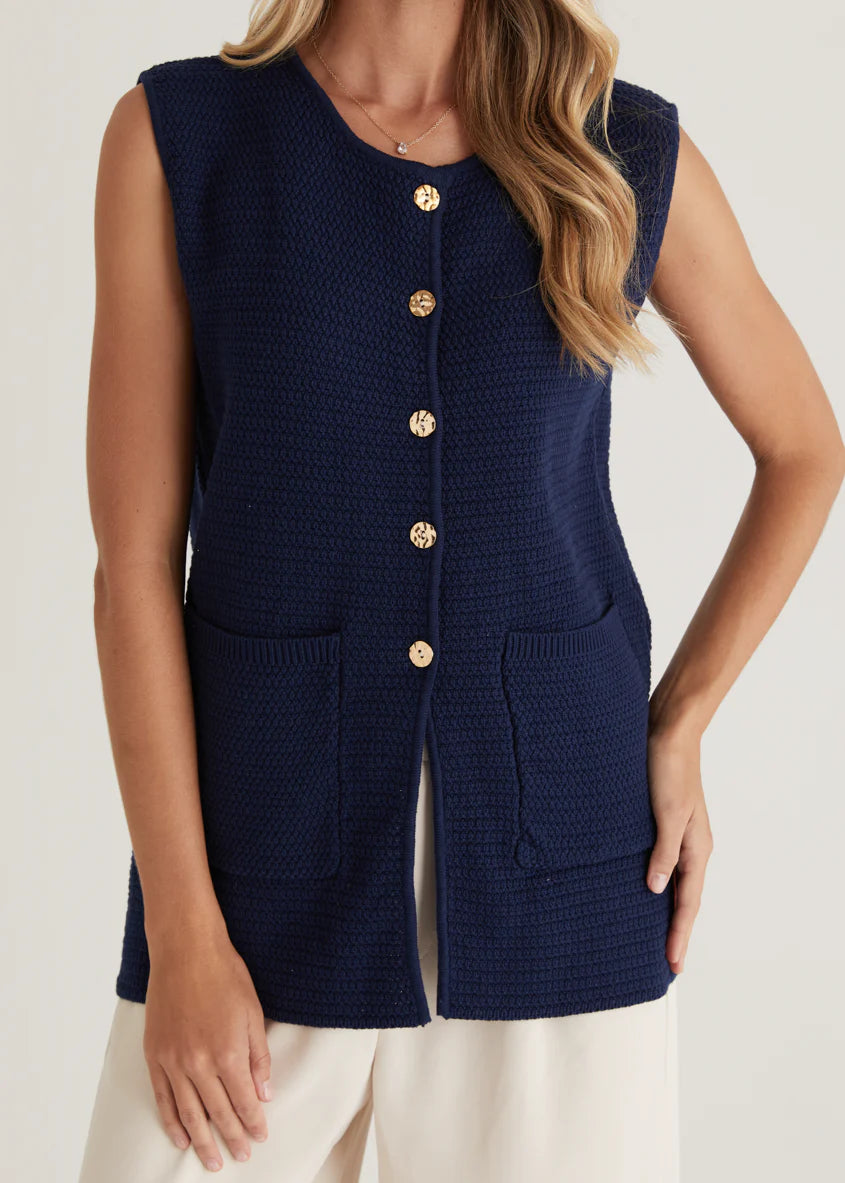 Tiffany Knit Vest - Navy
