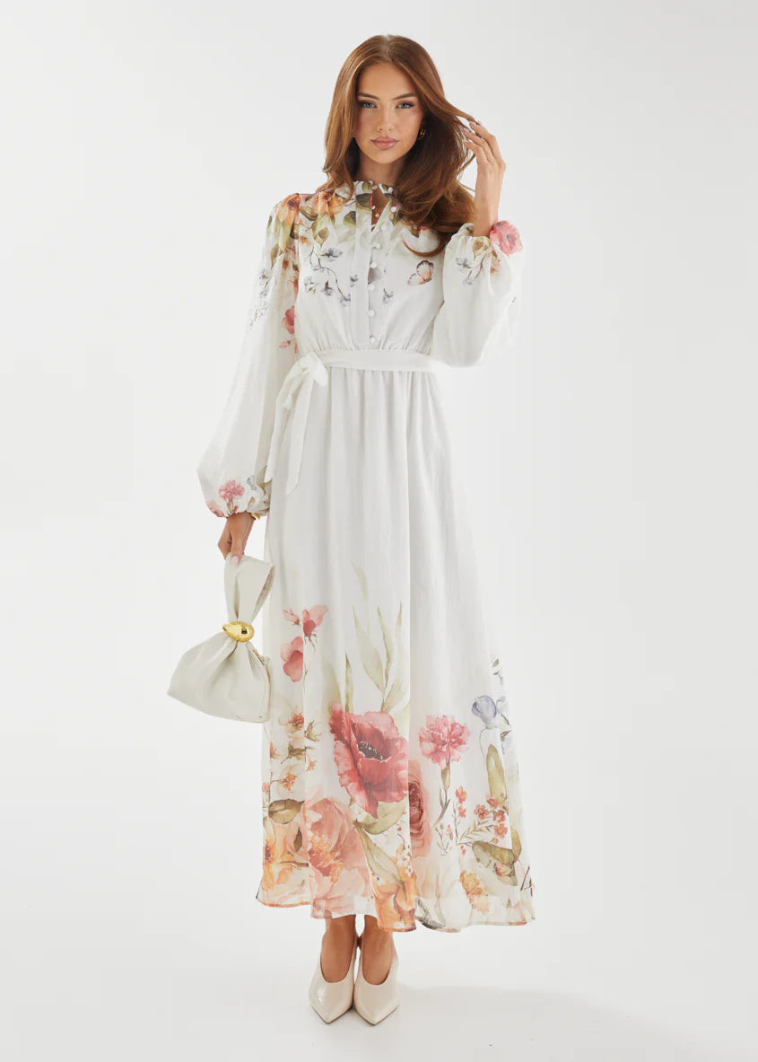 Tracie Maxi Dress - White Garden