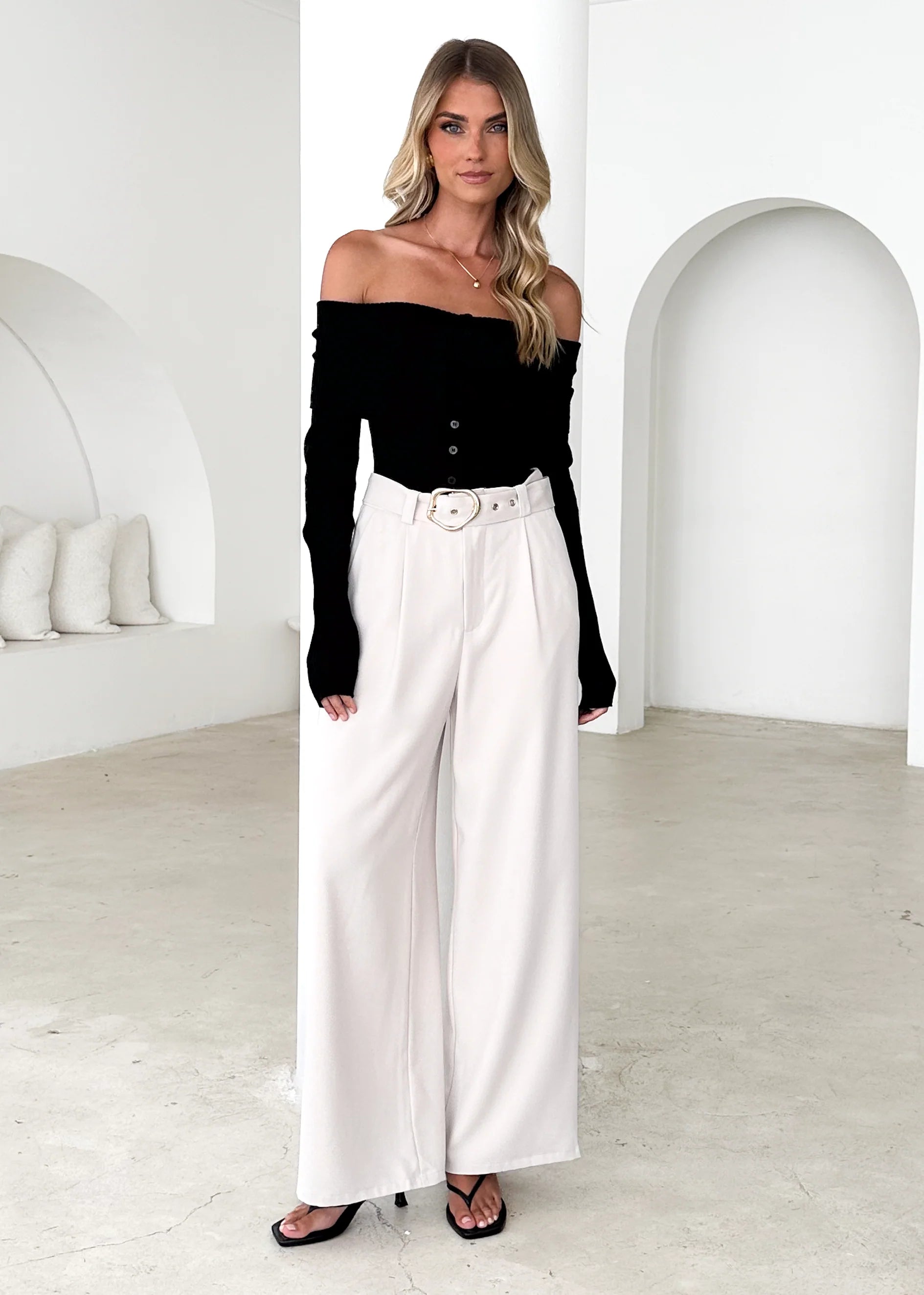 Talulah Off Shoulder Knit Top - Black