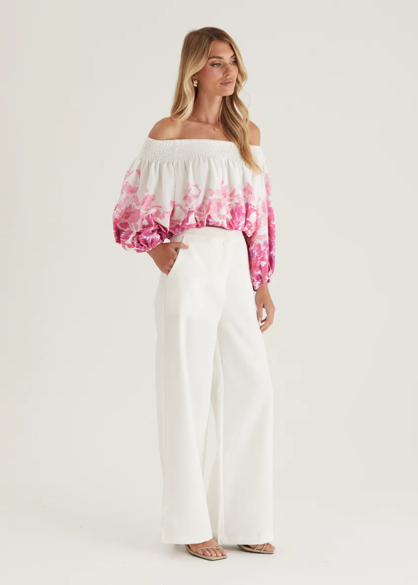Averie Off Shoulder Top - Pink Floral