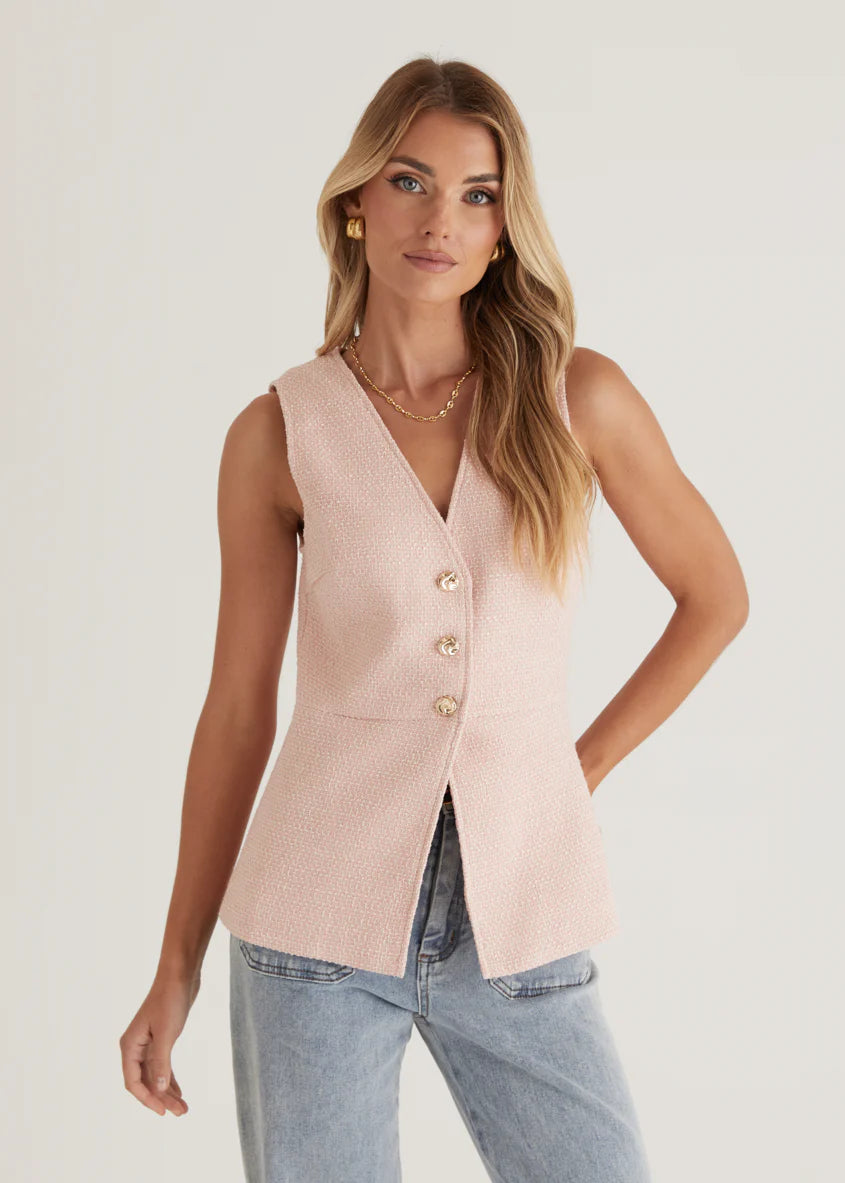 Sofia Vest Top - Pink Marl