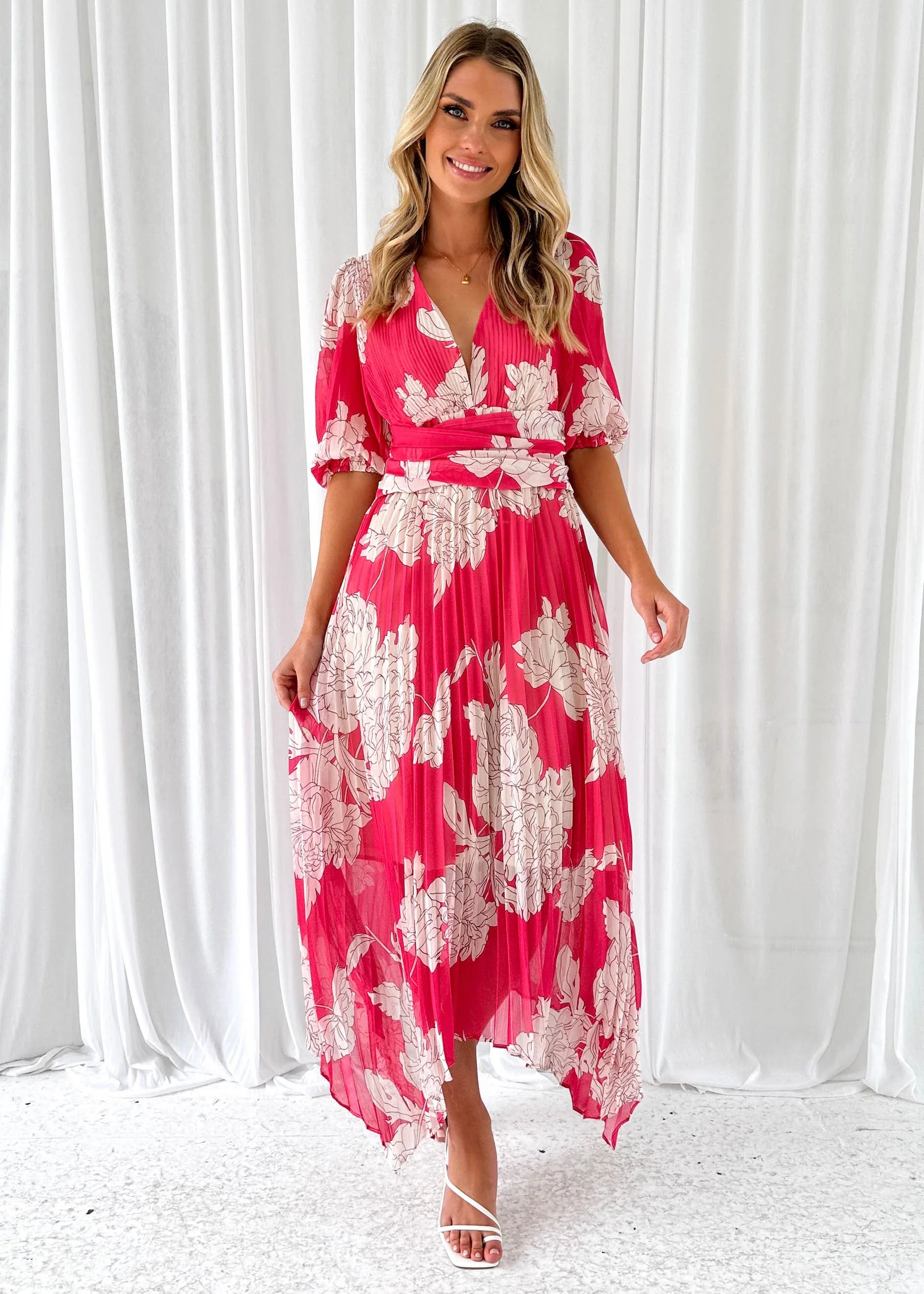 Twinker Midi Dress - Pink Floral