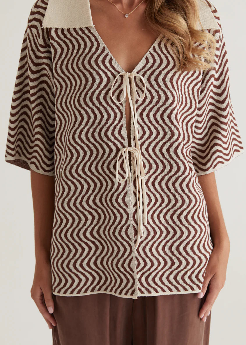 Charley Knit Top - Brown Swirl