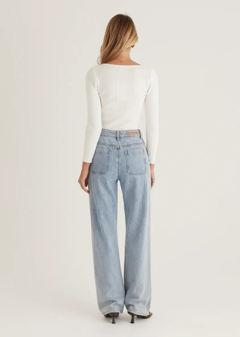 Fenla Twist Knit Top - Off White