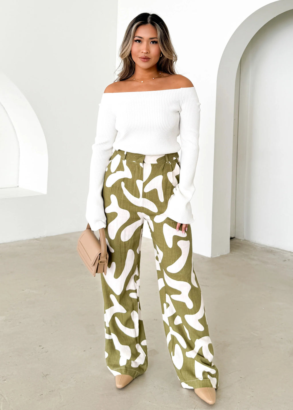 Thora Linen Blend Pants - Olive Vacation