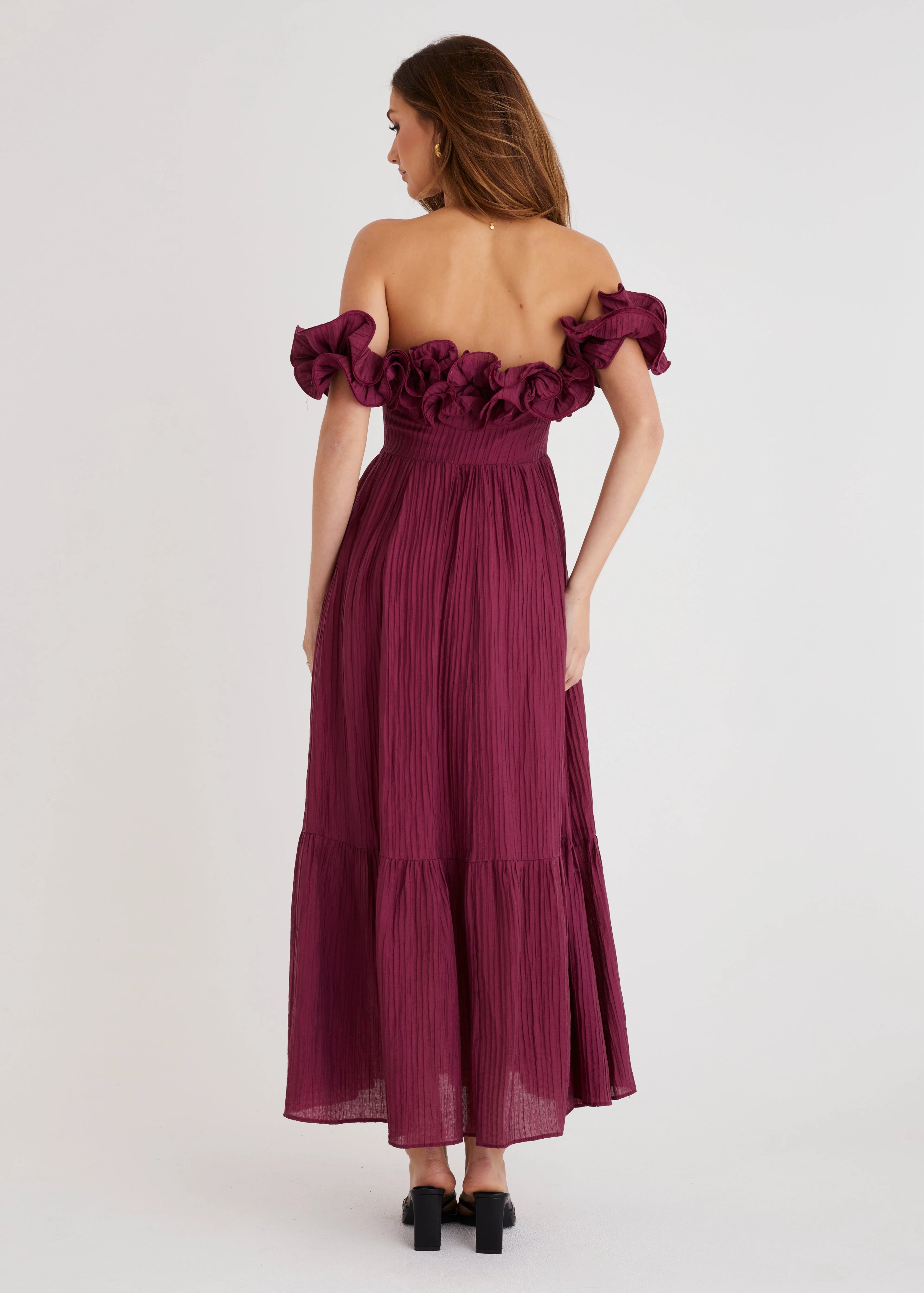 Marlow Off Shoulder Maxi Dress - Mulberry