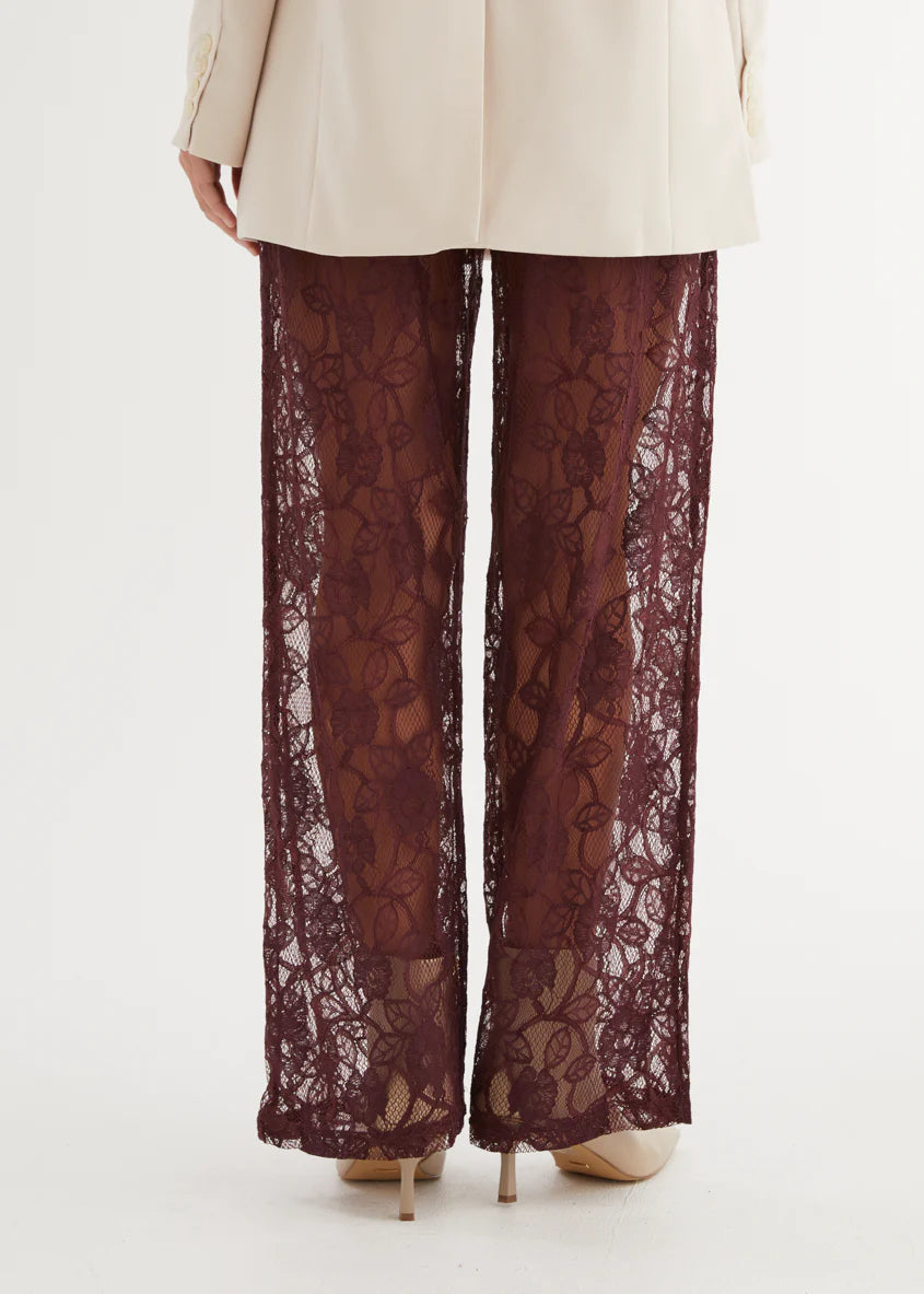 Wynter Lace Pants - Burgundy