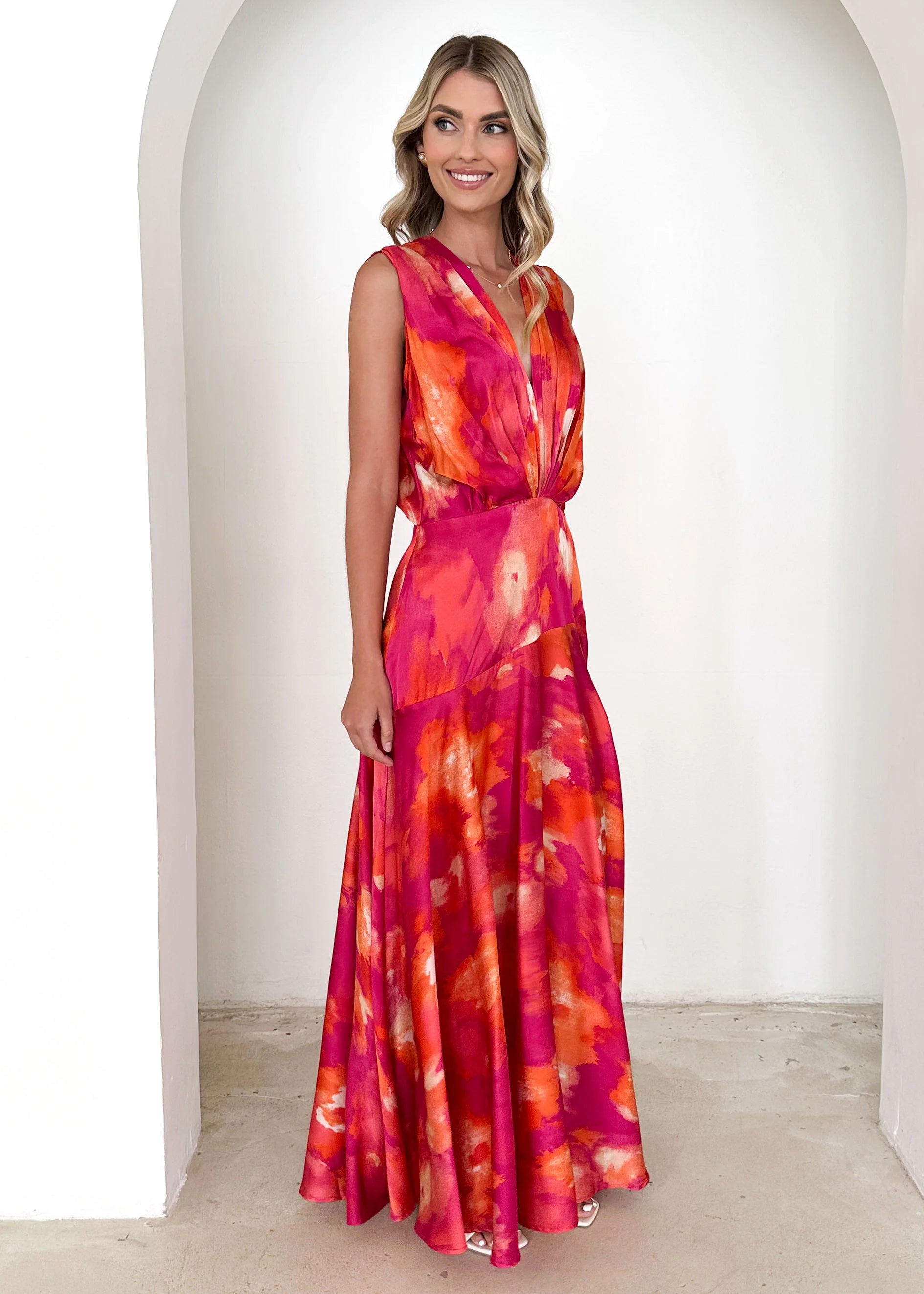 Divinity Maxi Dress - Magenta Splash