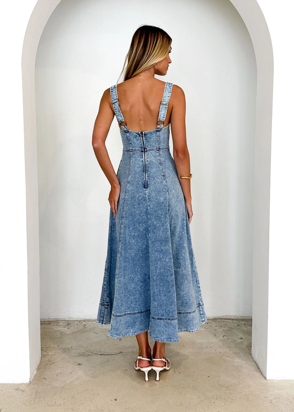 Yasmin Denim Midi Dress - Washed Blue