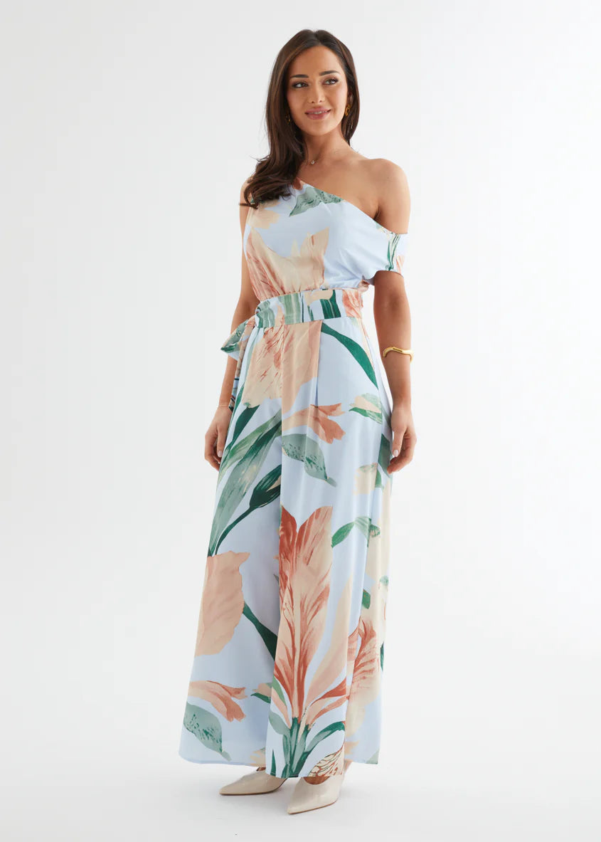 Ara Drop Shoulder Pantsuit - Blue Oasis