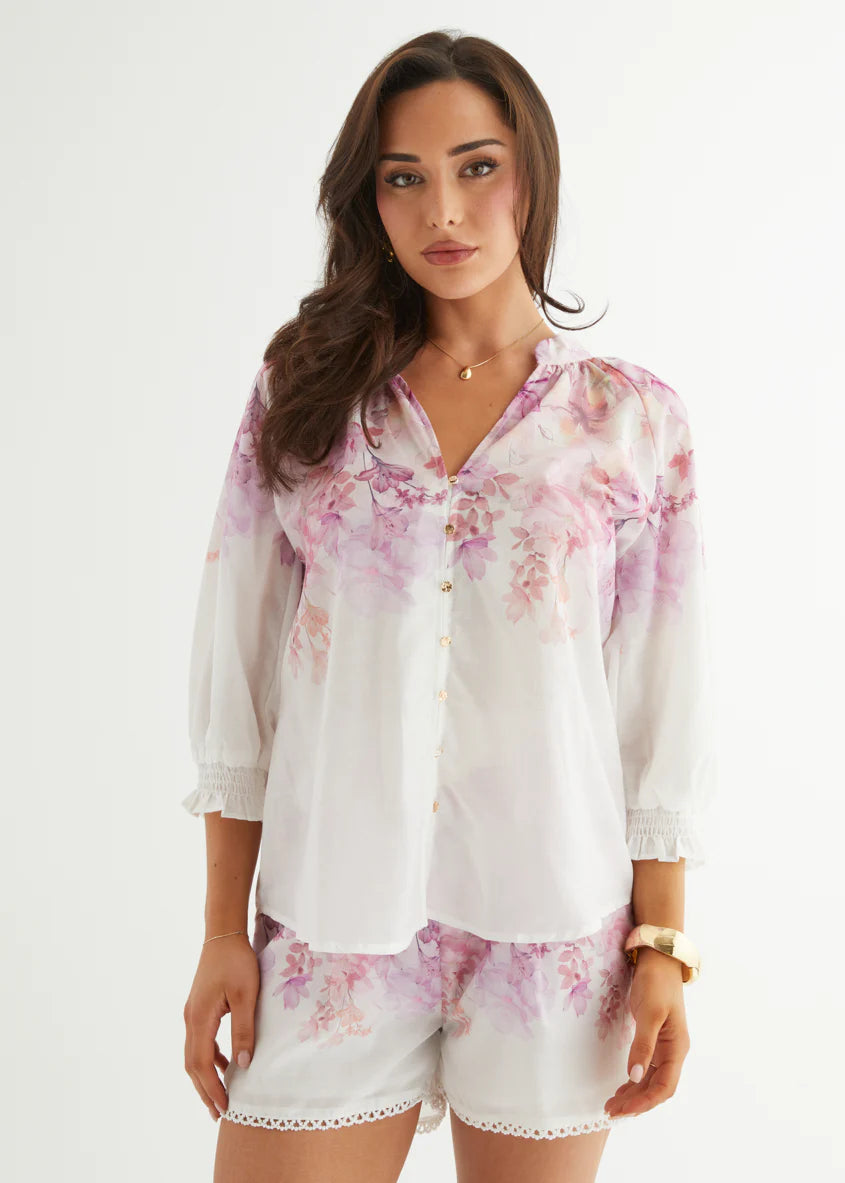 Gillia Blouse - Pink Flowers
