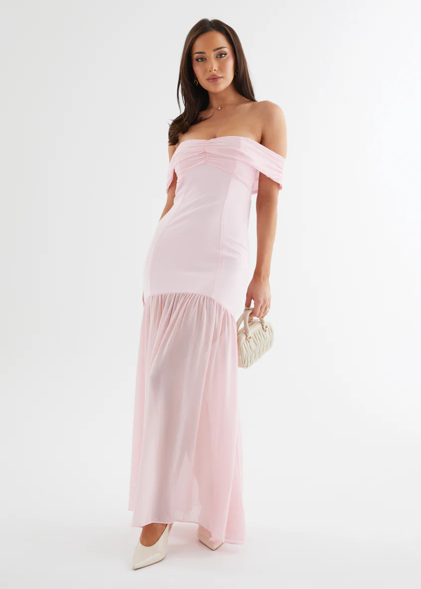 Tilly Off Shoulder Maxi Dress - Soft Pink