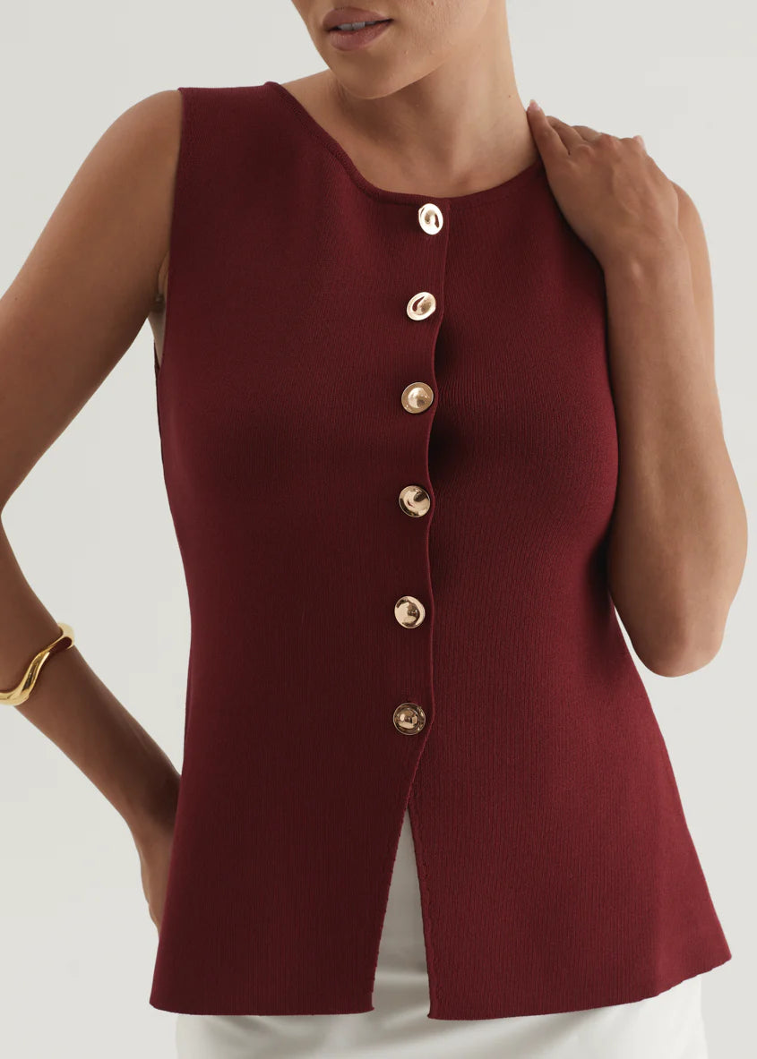 Tristy Knit Vest - Merlot