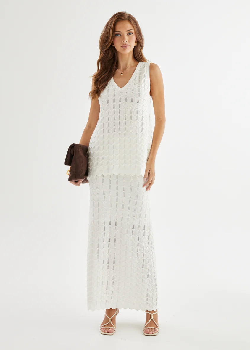 Nerida Knit Maxi Skirt - Off White