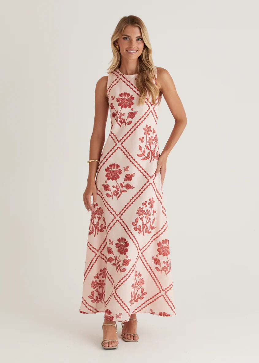 Xavier Maxi Dress - Red Floral