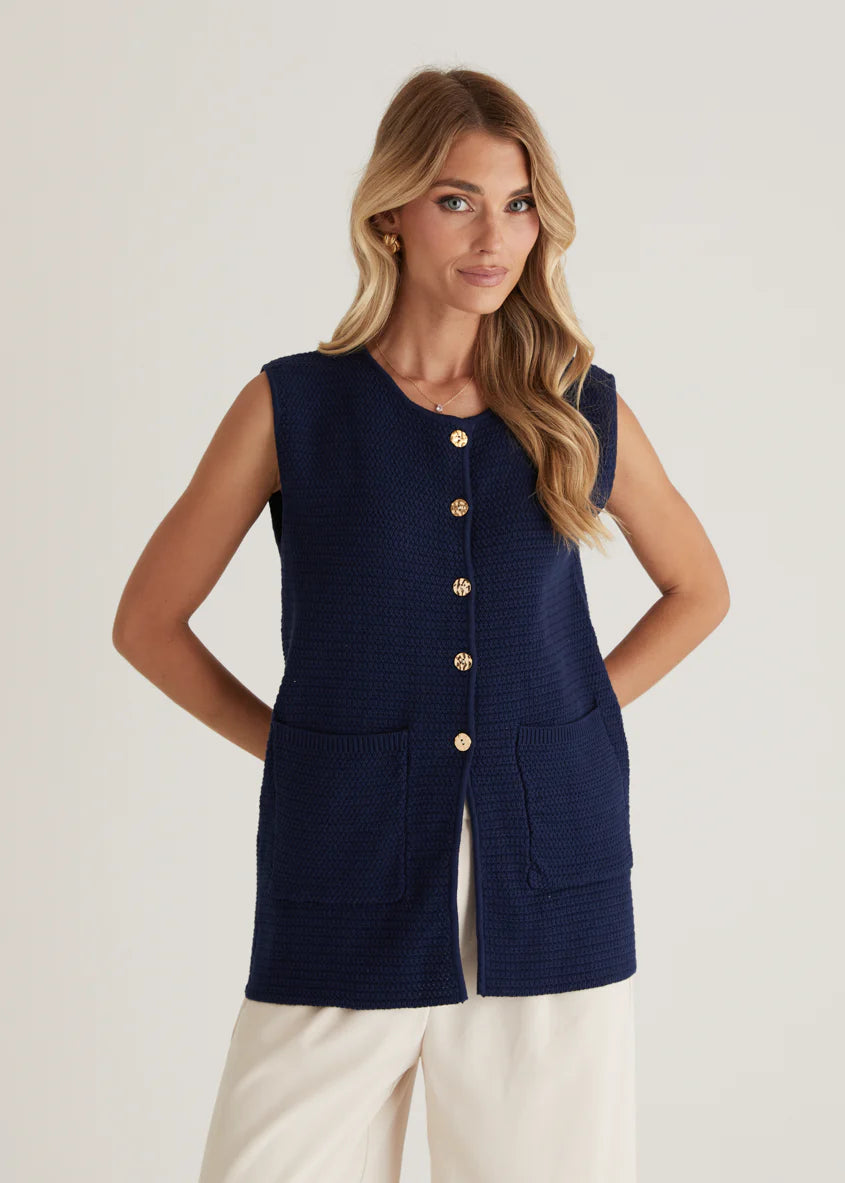 Tiffany Knit Vest - Navy